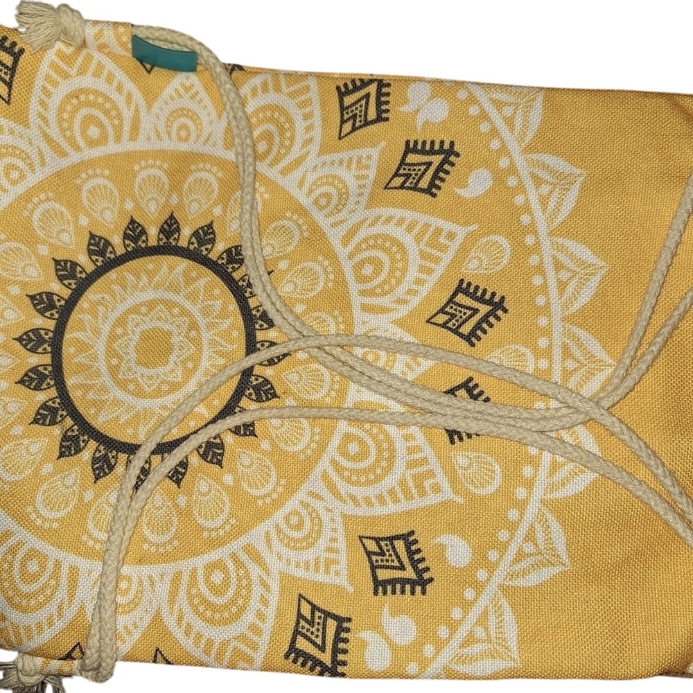 Miomao Yellow Mandala Print Drawstring‎ Backpack Bag Boho Festival Travel